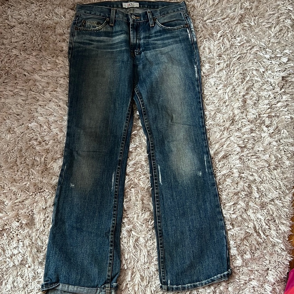 Authentic A/X Armani Exchange women’s distressed boot cut jeans size 6 short.